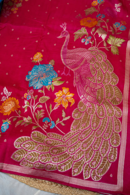 Rani Mayur Khaddi Silk Saree
