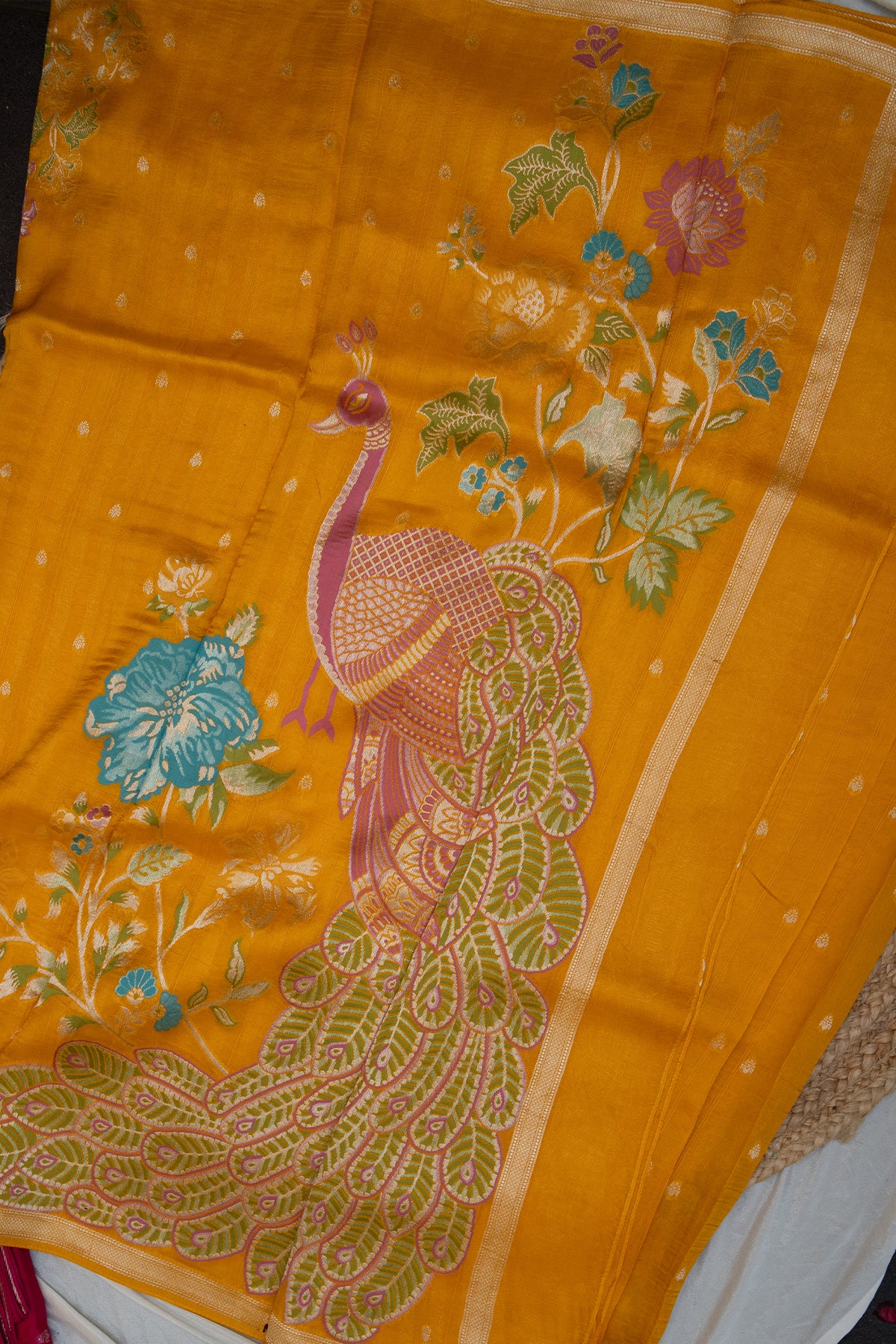 Sunehri Bloom Khaddi Silk Saree