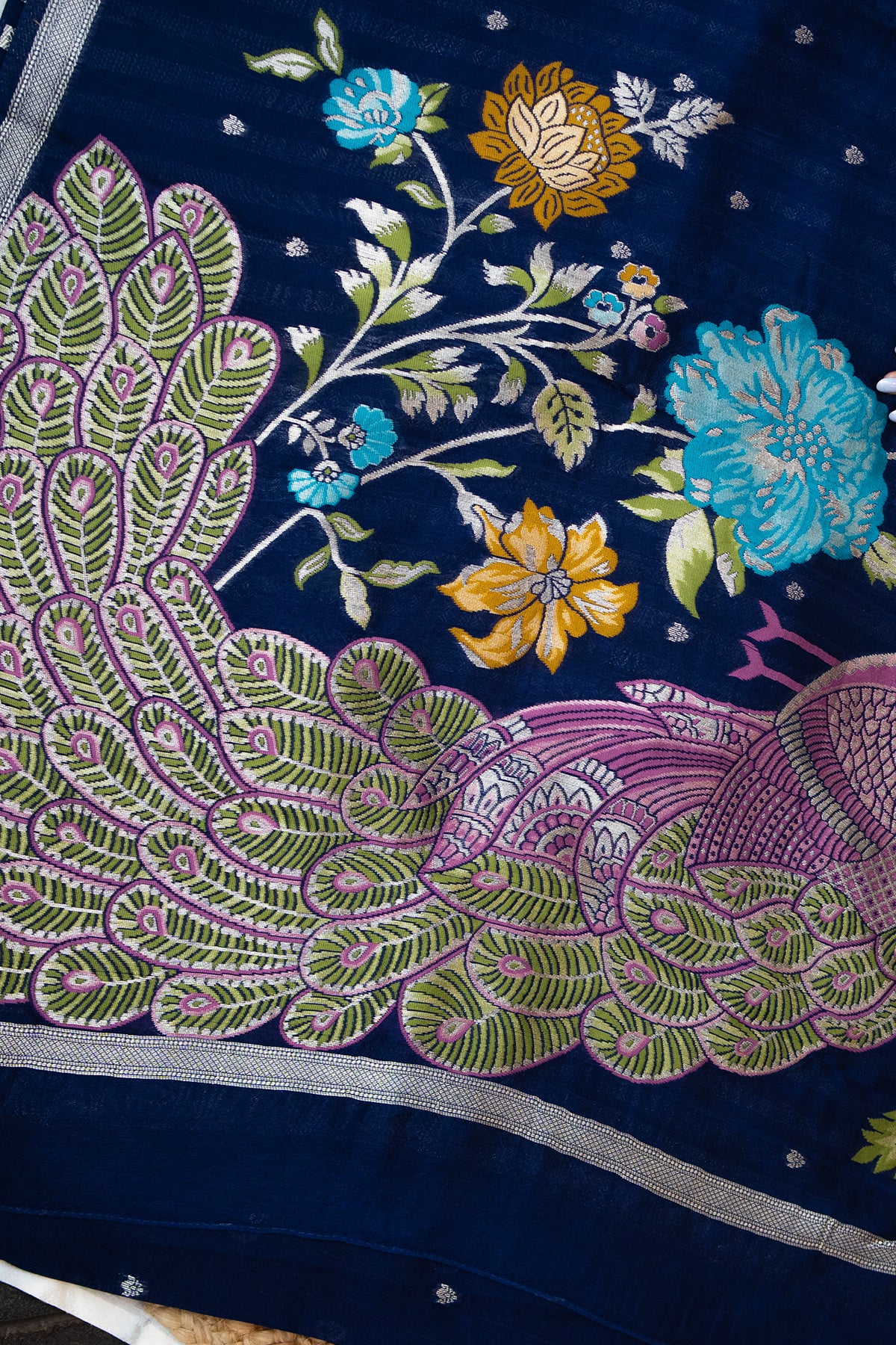 Mayur Vana Khaddi Silk Saree