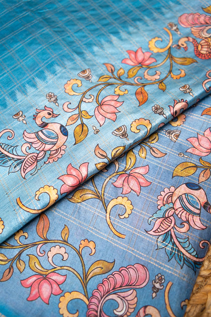 Neel Kamal Matka Tussar Saree