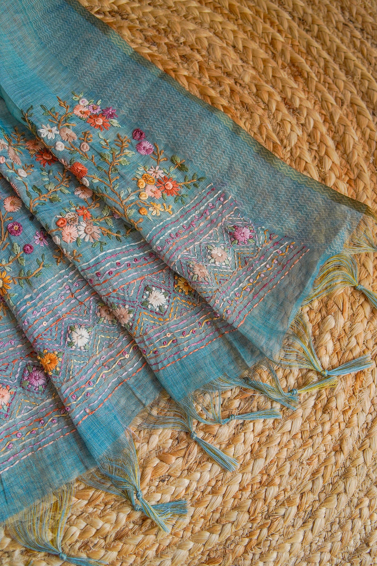 Mist Bloom Tissue Linen Saree