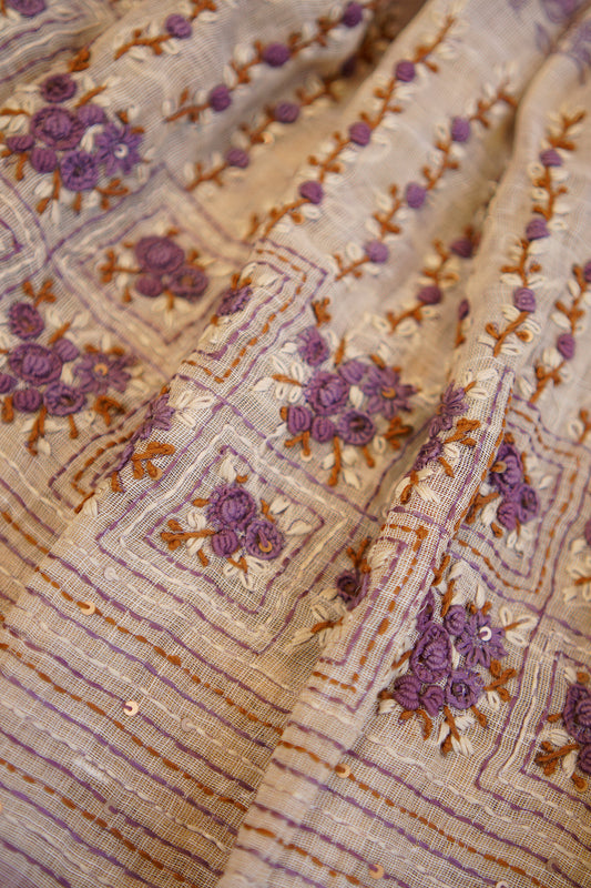 Rose Bloom Tissue Linen Saree - SS034