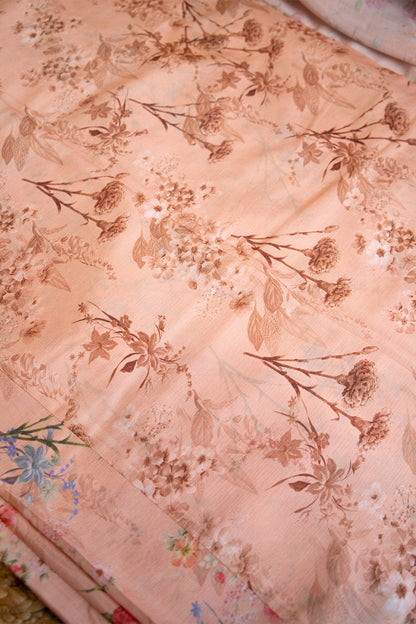 Rose Bloom Crepe Chinnon Saree