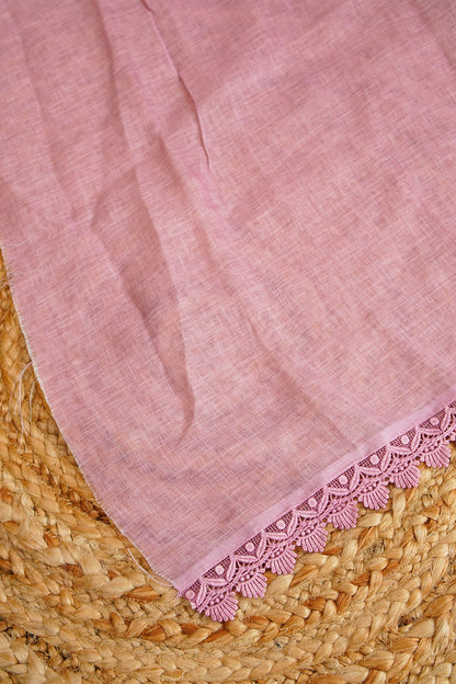 Blush Blossom Digital Print Linen Saree with Imported Lace - SS040