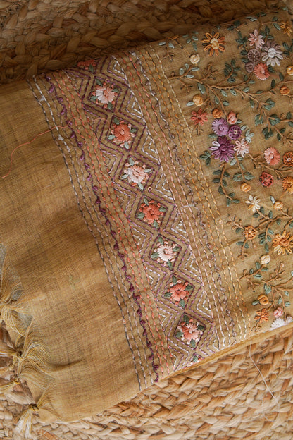 Golden Meadow Tissue Linen Saree
