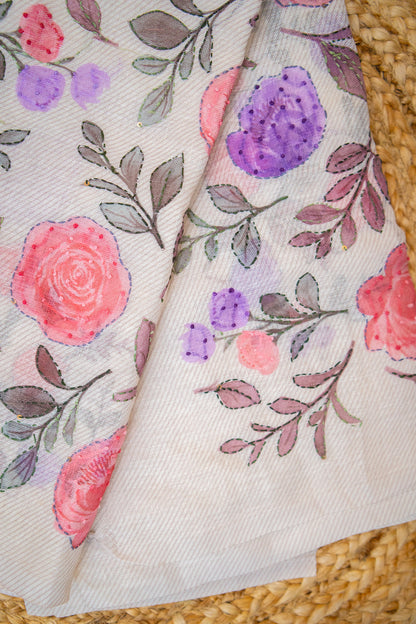 Roselle Handcrafted Linen Saree