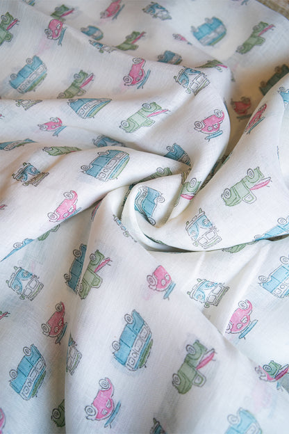 Candy Cruise Digital Print Linen Saree