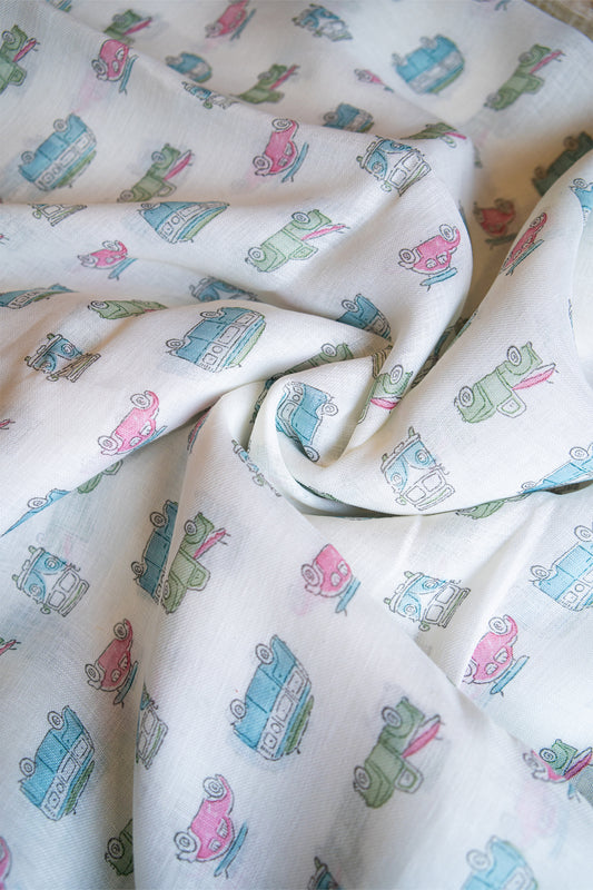 Candy Cruise Digital Print Linen Saree