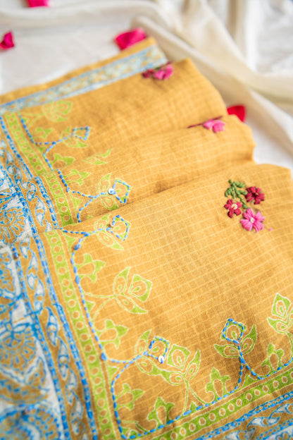 Sunheri Baagh Handcrafted Mul Cotton Saree