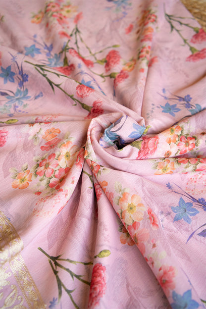 Gulnaar Bloom Crepe Chinnon Saree
