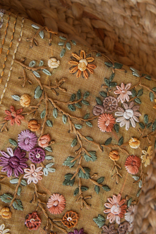 Golden Meadow Tissue Linen Saree