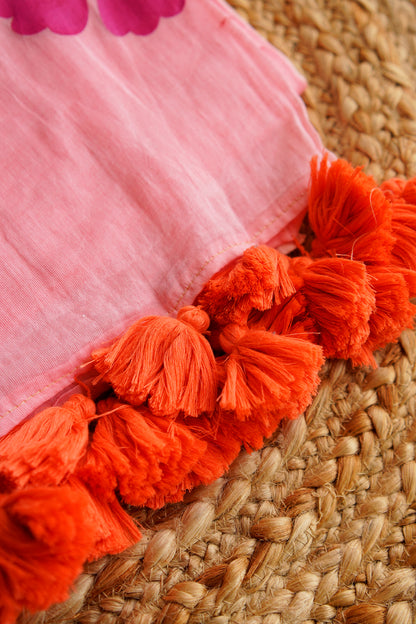 Blush Pink Handpainted Mulmul Saree – SS035