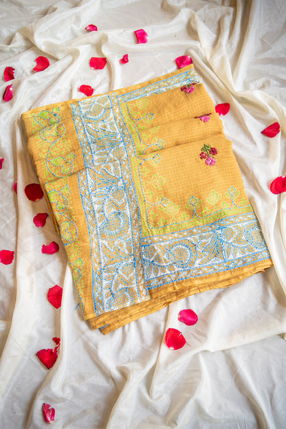 Sunheri Baagh Handcrafted Mul Cotton Saree