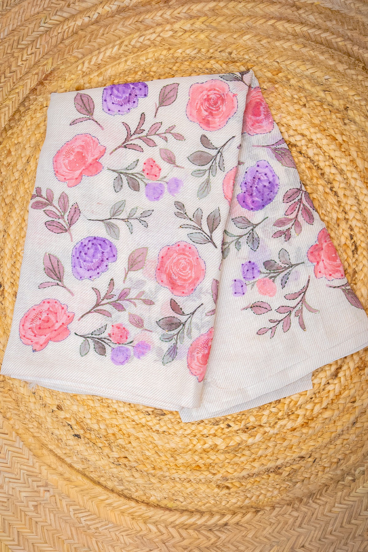 Roselle Handcrafted Linen Saree