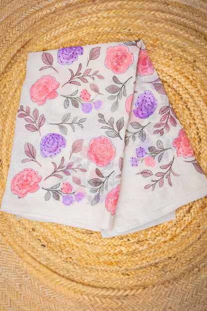 Roselle Handcrafted Linen Saree