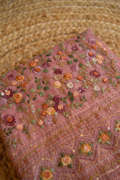 Rose Meadow Tissue Linen Saree