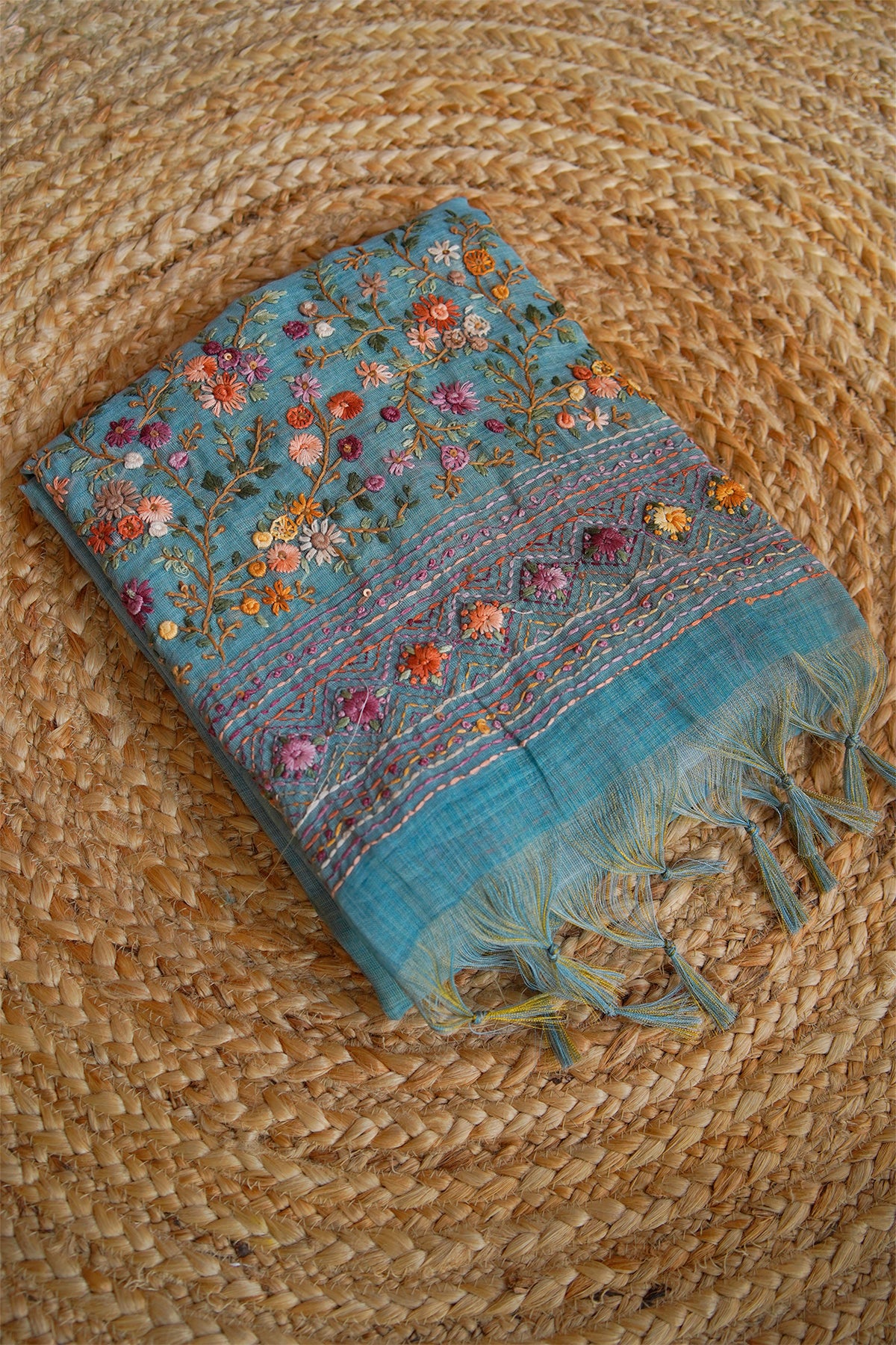 Mist Bloom Tissue Linen Saree