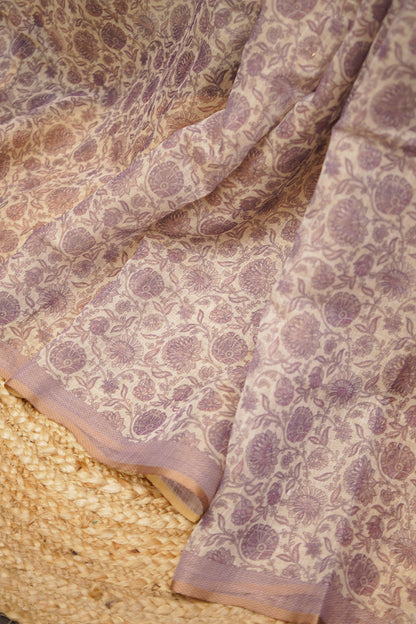 Rose Bloom Tissue Linen Saree - SS034