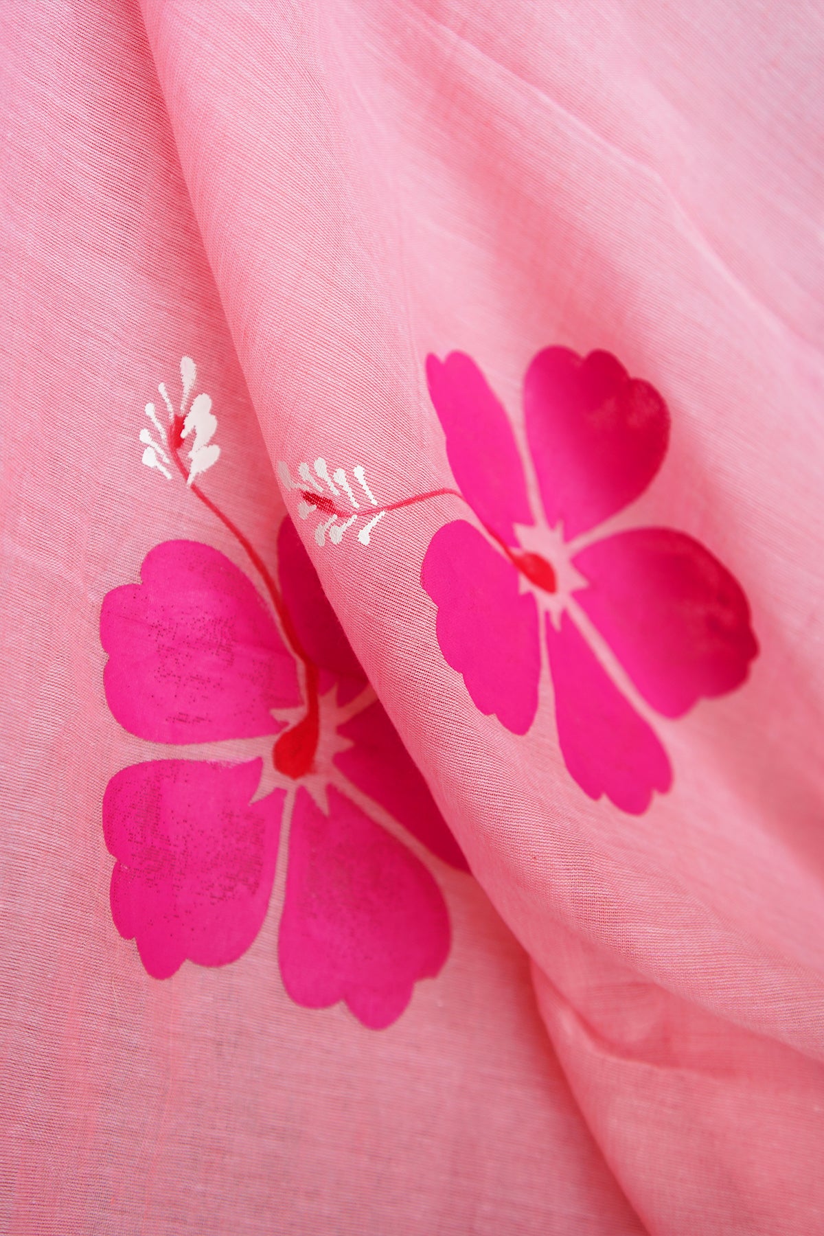 Blush Pink Handpainted Mulmul Saree – SS035