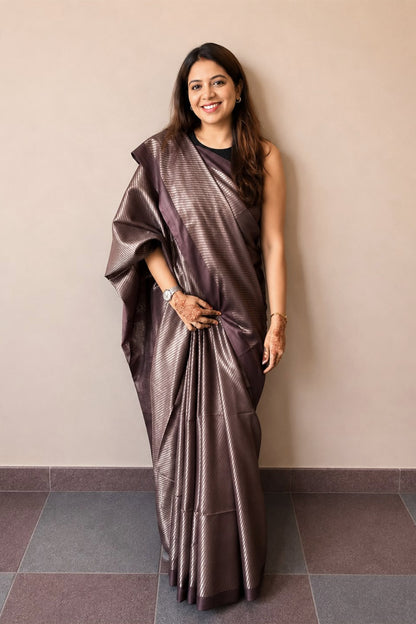 Plum Purple Banswada Silk Blend Saree with Shimmer Woven Design-SS045