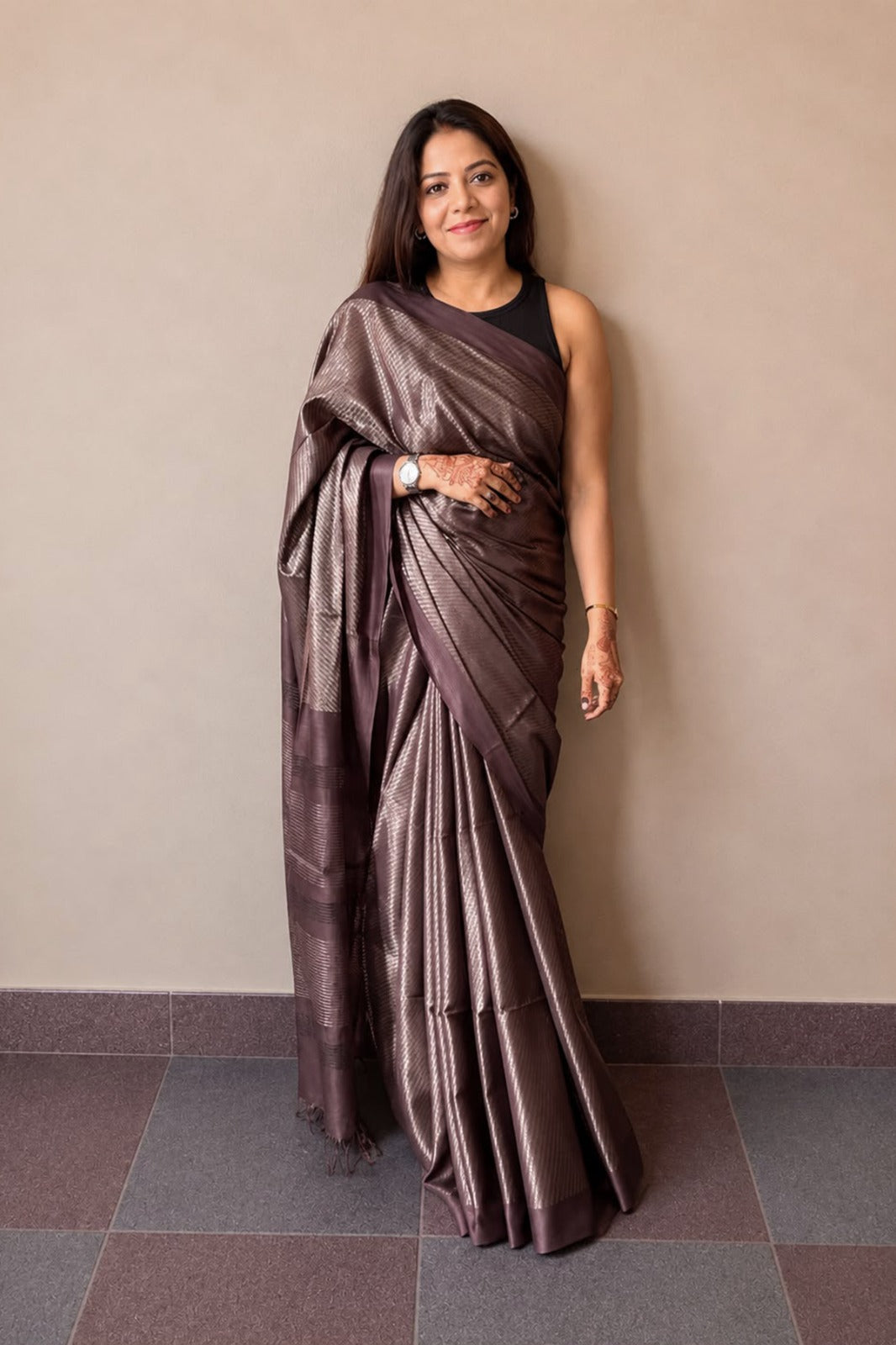Plum Purple Banswada Silk Blend Saree with Shimmer Woven Design-SS045
