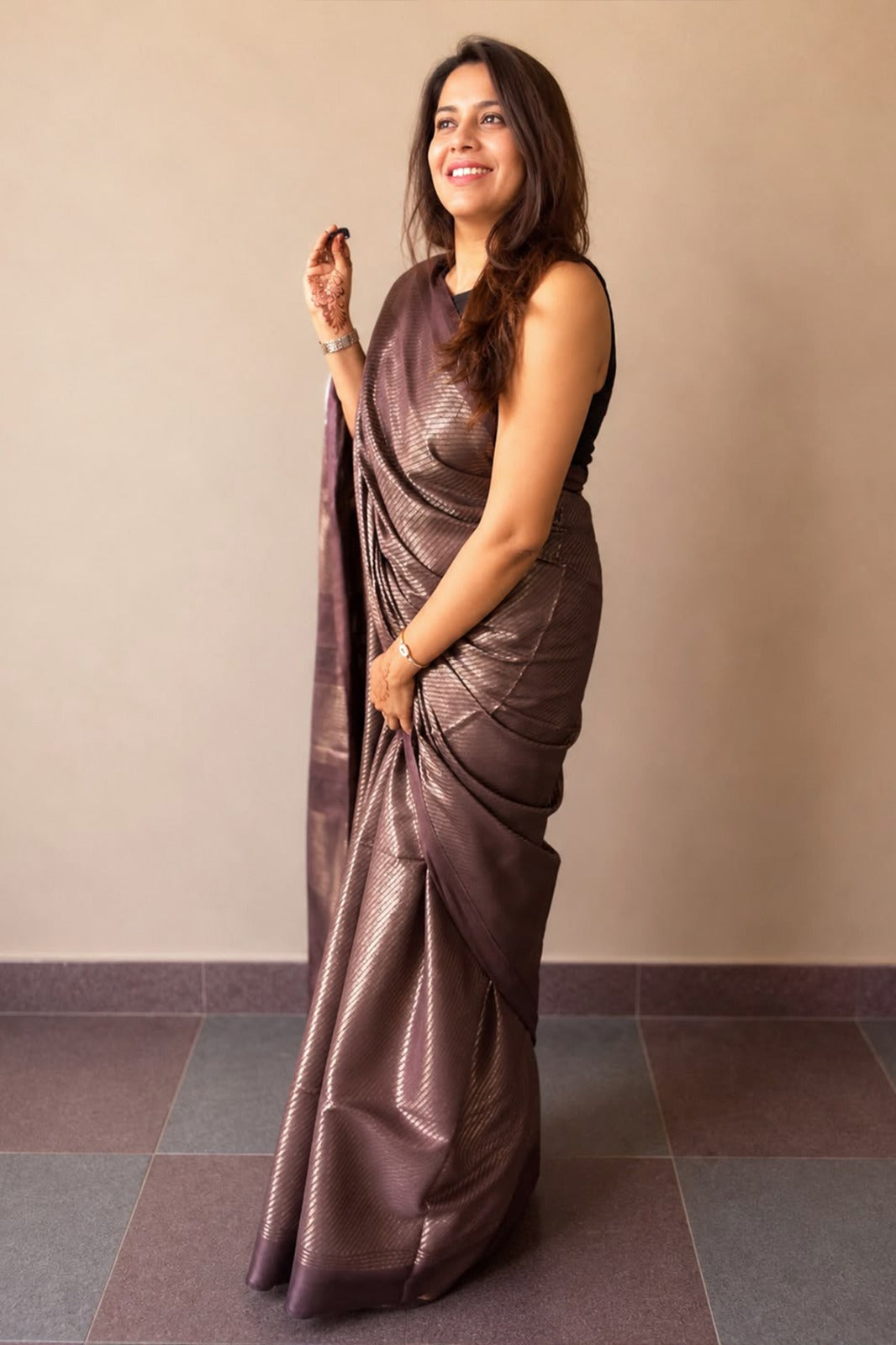 Plum Purple Banswada Silk Blend Saree with Shimmer Woven Design-SS045
