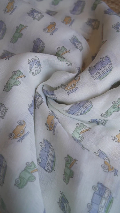 Candy Cruise Digital Print Linen Saree