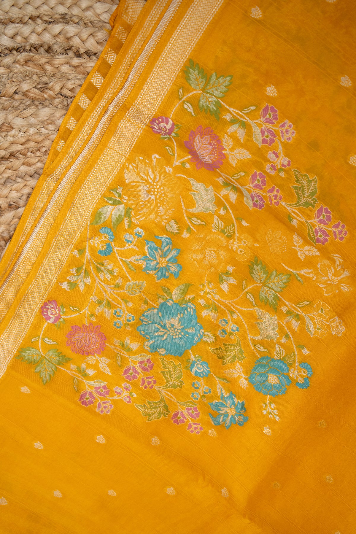 Sunehri Bloom Khaddi Silk Saree